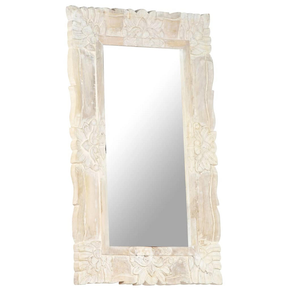 SPIEGEL Weiß 80x50 cm Mango Massivholz - Weiß, Holz (50/80/1cm) - furnicato