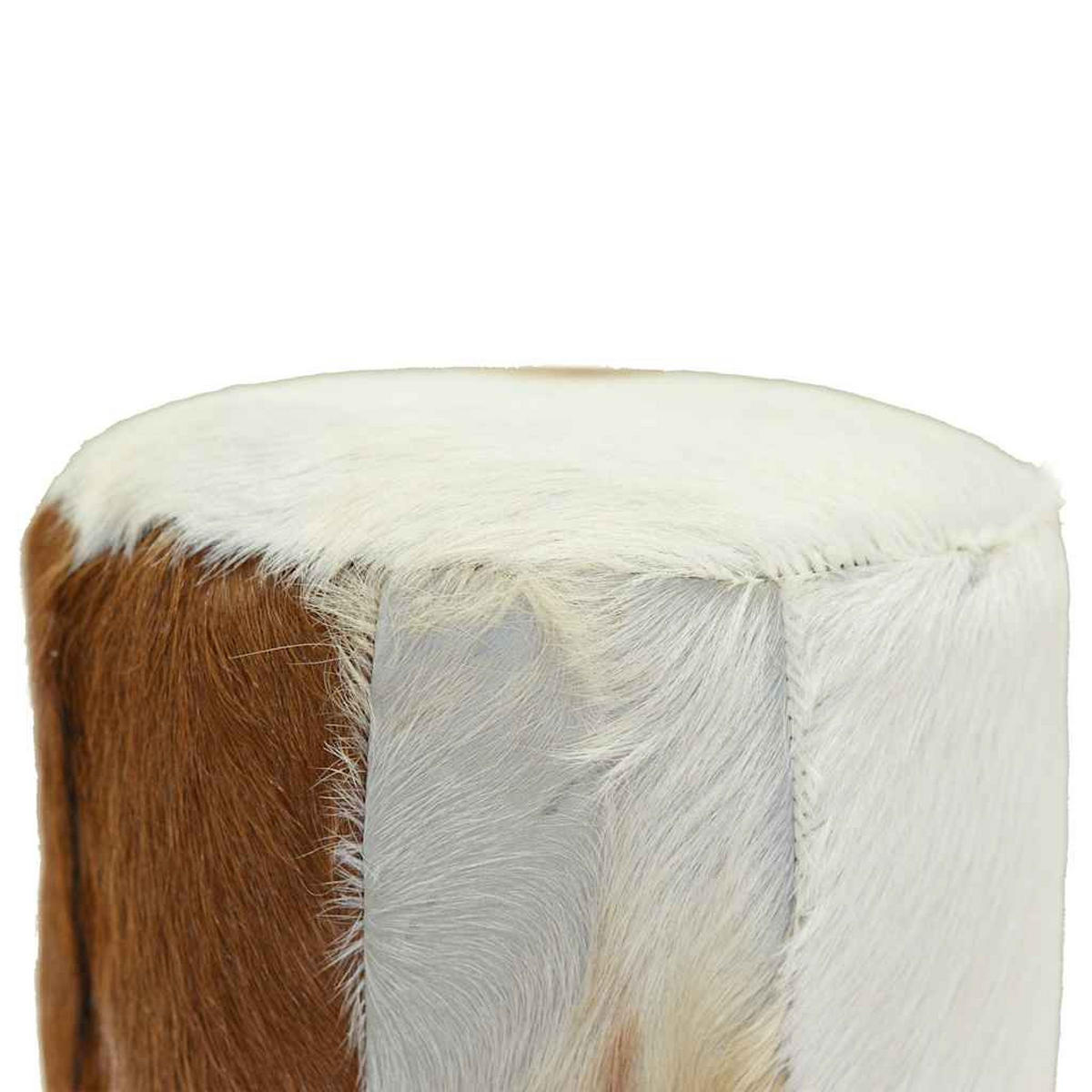 BARHOCKER Ziegenleder Und Teak Massivholz - Braun, Holz (35/76/35cm) - vidaXL