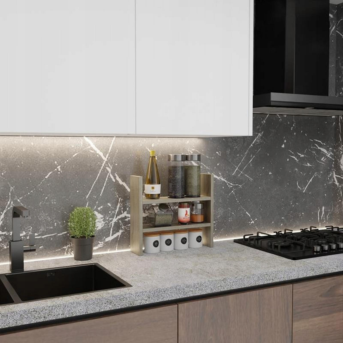 KÜCHENREGAL BIS EX3 Sonoma Eiche 44/12/40 cm - Sonoma Eiche, Holzwerkstoff (44/40/12cm) - Matkam Möbel