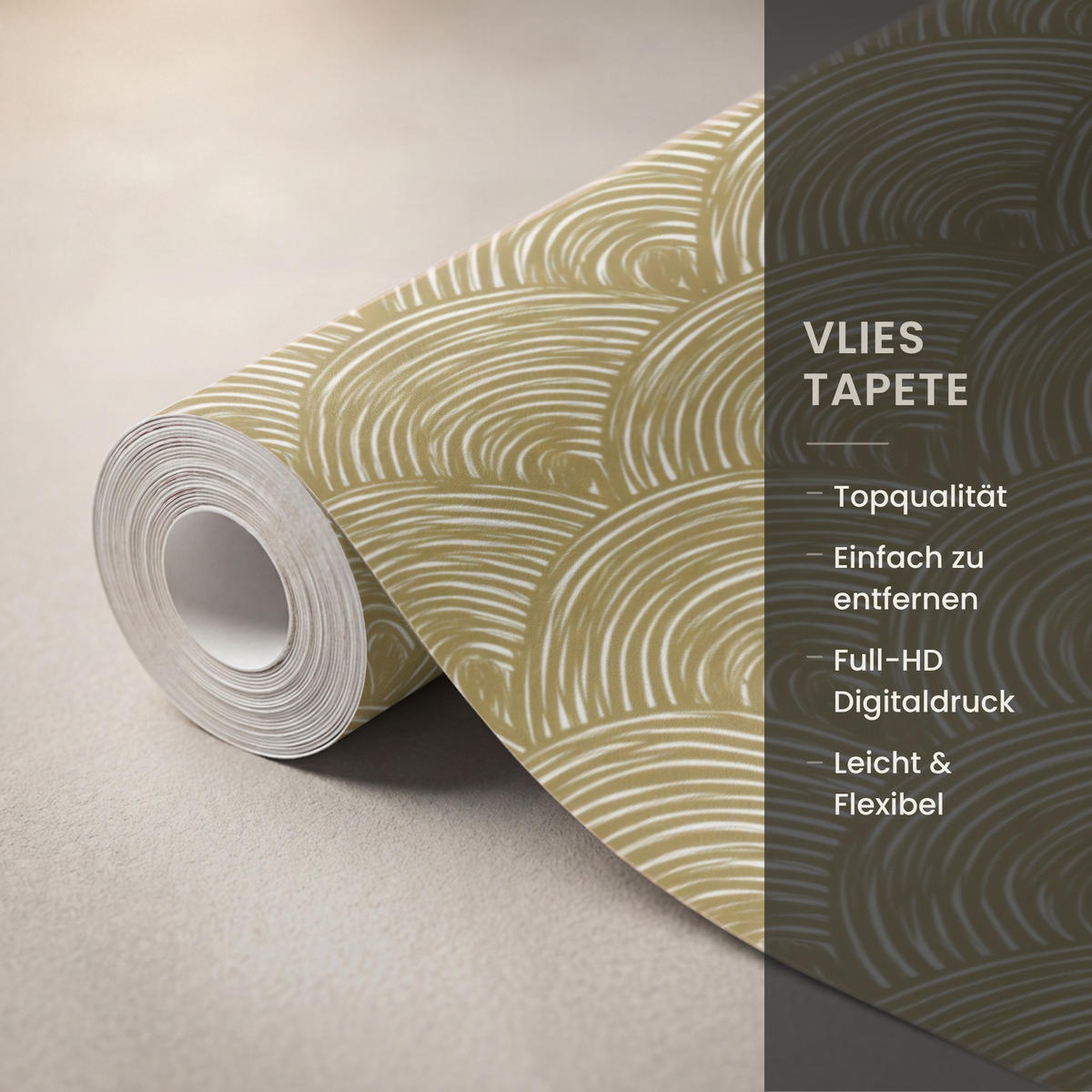 TAPETE - Fächer - Geometrisch - Grün - 220x280 cm - Goldfarben, Papier (220/280cm) - OnlyWow