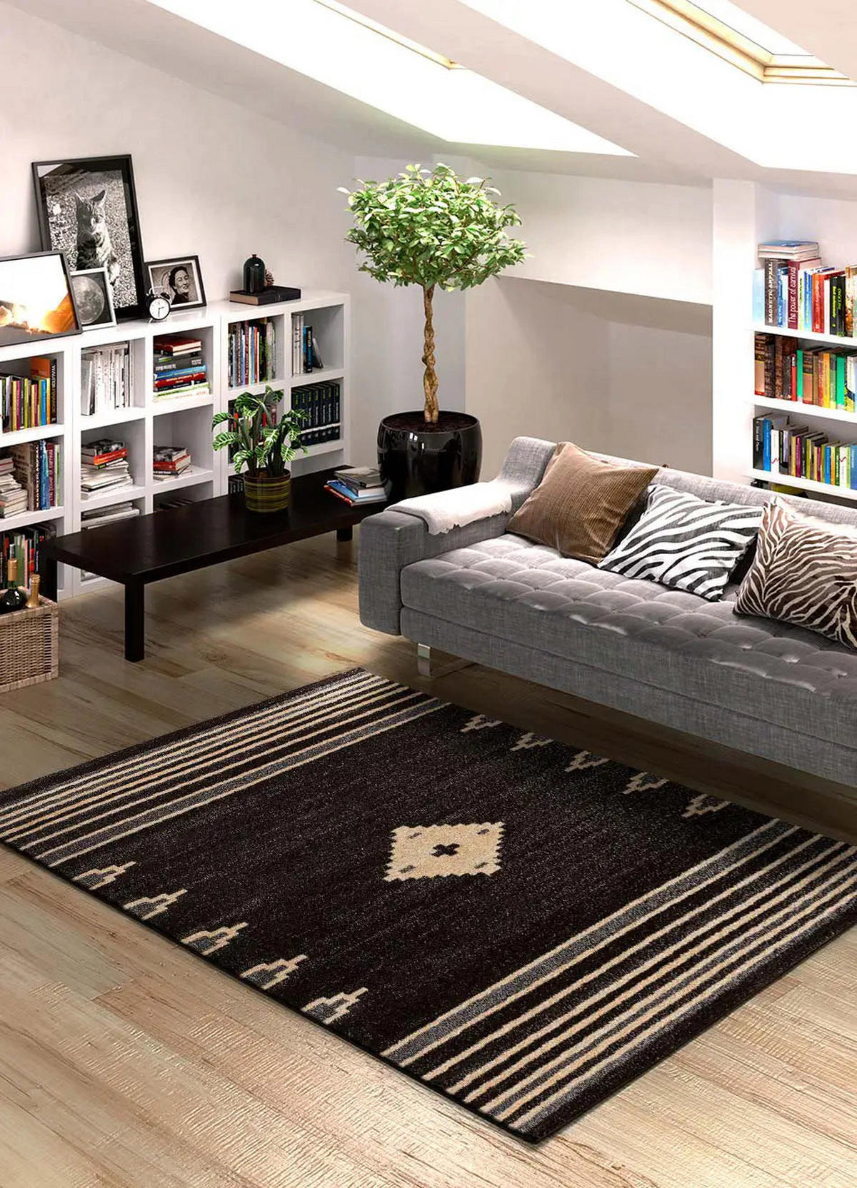 WEBTEPPICH Anthrazit New York 160/230 cm - Anthrazit, Naturmaterialien/Textil (160/230cm) - Atticgo