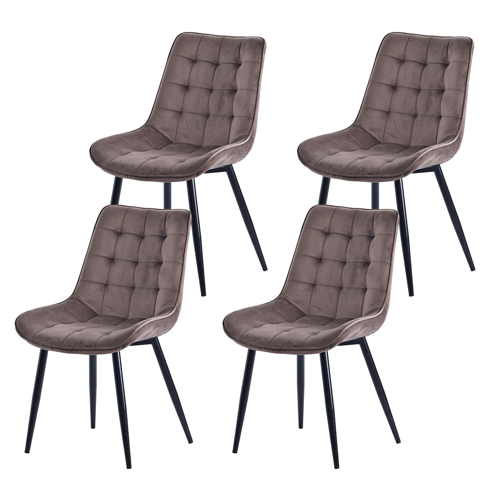 STUHL-SET 4 Stück Samt-YZ2 - Mokka, Textil (53/88/62.5cm) - HOMAVO