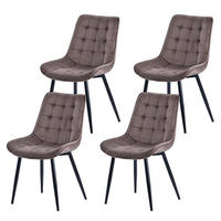 STUHL-SET 4 Stück Samt-YZ2 - Mokka, Textil (53/88/62.5cm) - HOMAVO