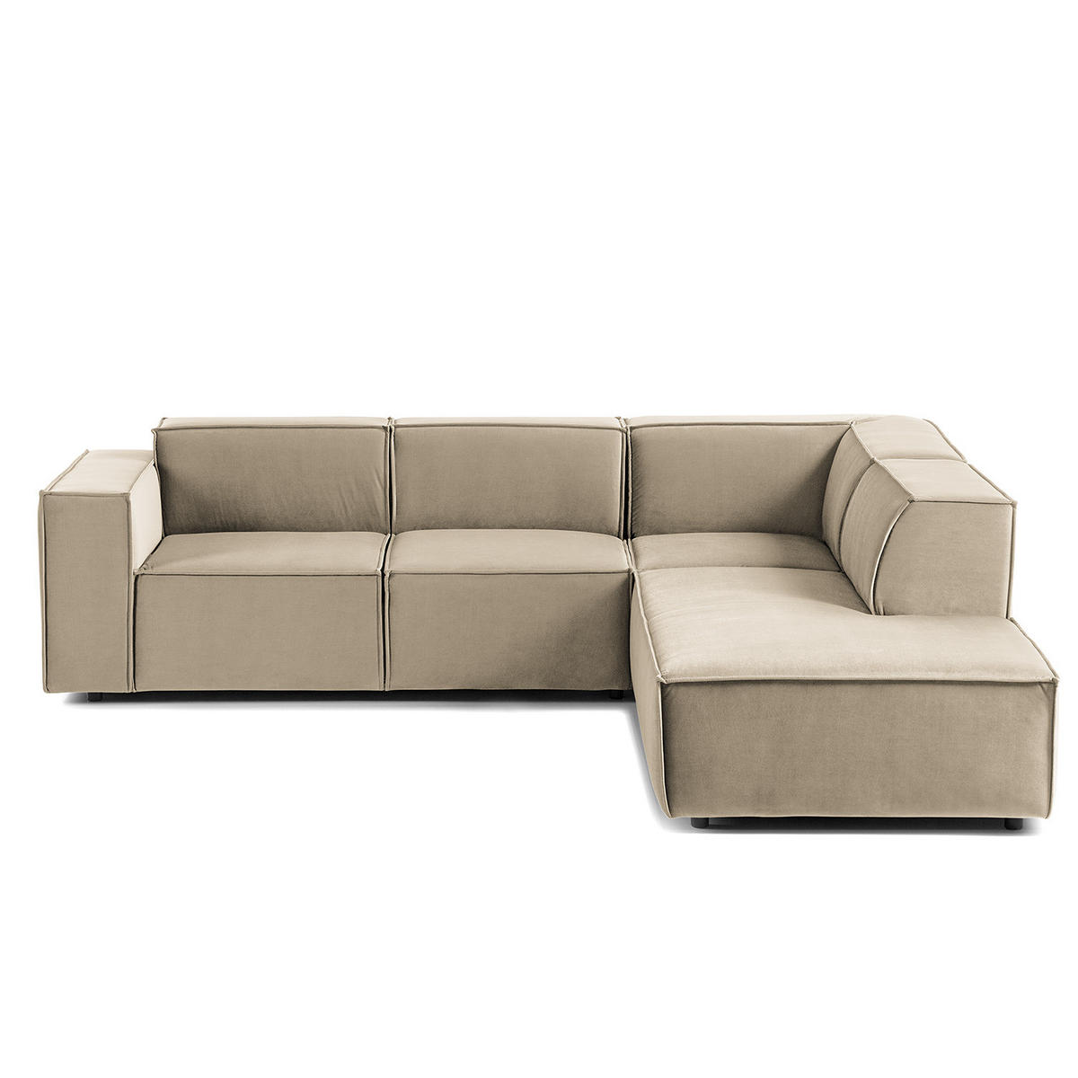 ECKSOFA mit Ottomane - Beige/Schwarz, Kunststoff/Textil (260/234cm) - home24