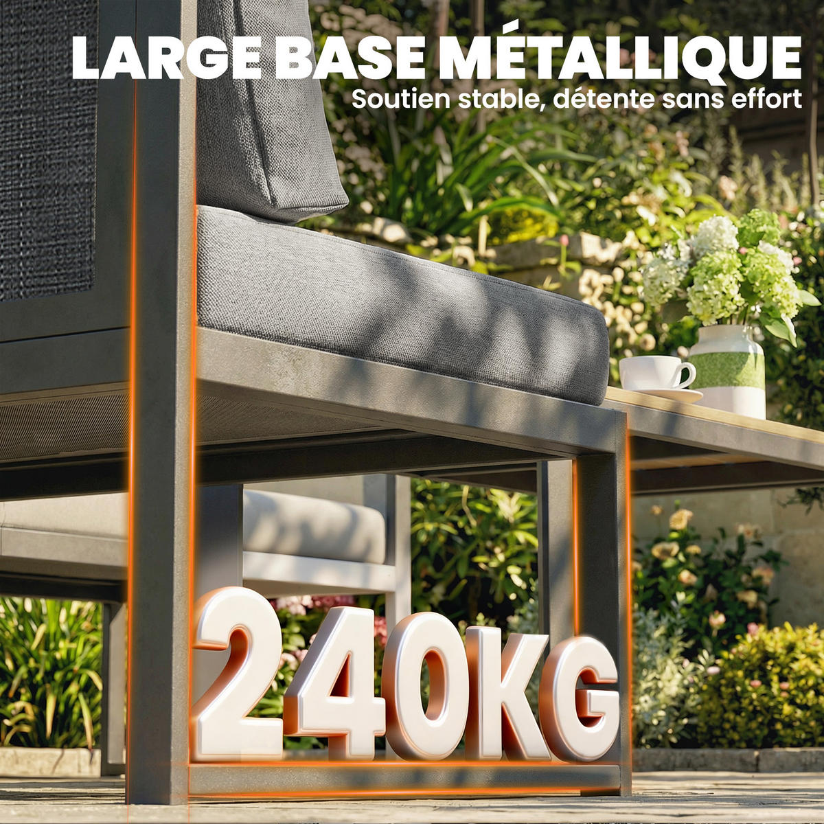 GARTENMÖBELSET DE-13529 6-sitzig mit 3 Sofas & Tisch Dunkelgrau - Hellgrau, Metall - ComfortXL