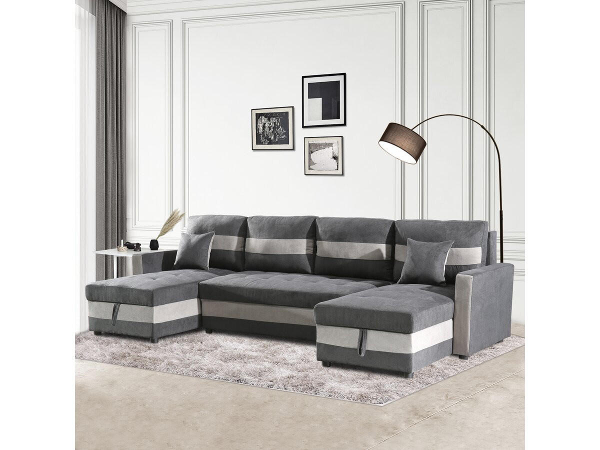 ECKSOFA antoine Dunkelgrau / Hellgrau. - Grau, Textil (140/290cm) - Habitat Garten