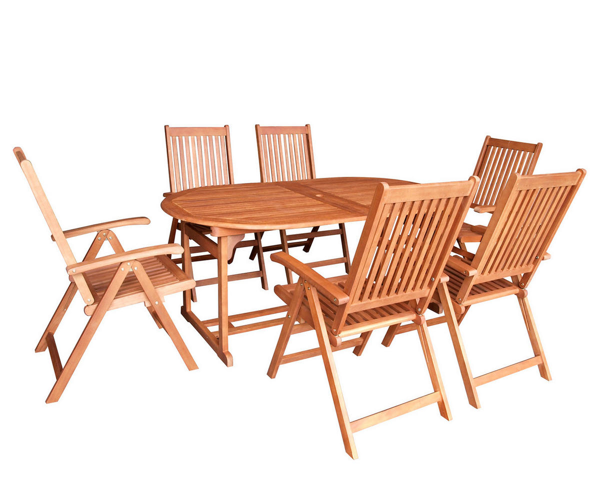 GARTEN-ESSGRUPPE Laguna, 9-teilige Sitzgruppe, Eukalyptus geölt, FSC®-zertifiziert - Braun, Holz - TPFGarden