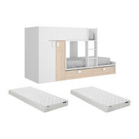 ETAGENBETT - 2 Personen - Holz, Platte - Naturfarben Hell, Weiß - - Naturfarben/Weiß, Holz (90/190cm) - Vente-Unique