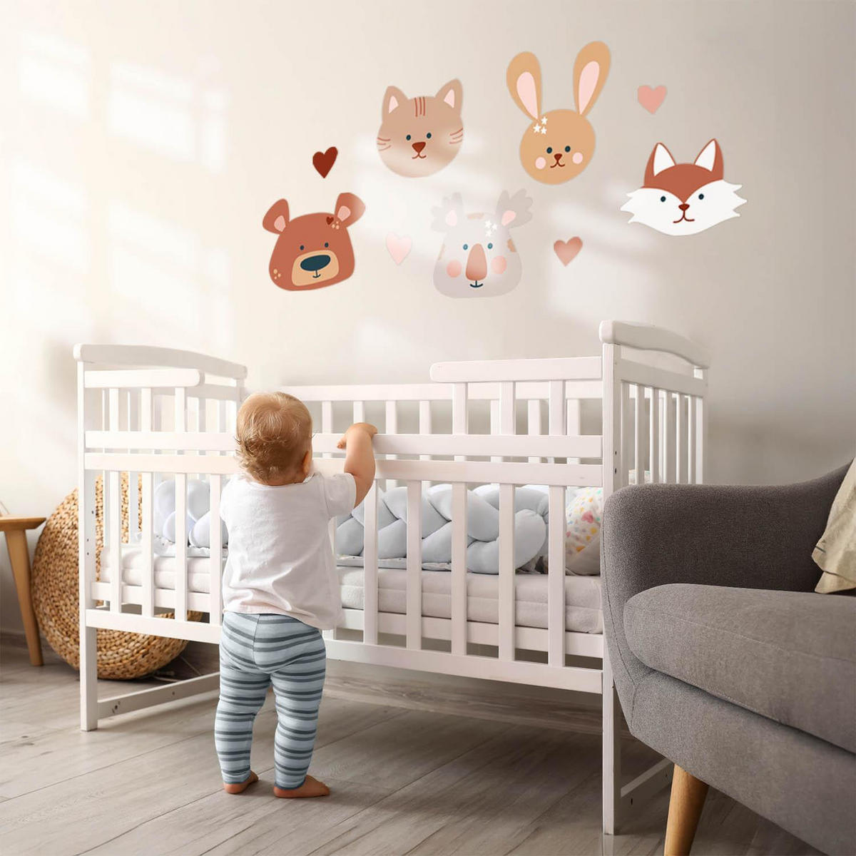 WANDAUFKLEBER 100x162cm - Illustration von Waldtieren - Multicolor, Kunststoff (100/162/0.1cm) - Wallfluent