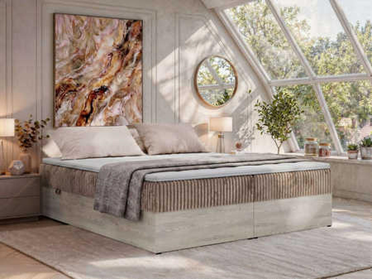POSTEL BOXSPRING NORDIC ZERO 140/200 - Hnědá Manšestr - Topper Visco - H3 - černá/hnědá, textil/plast (140/200cm) - MKS