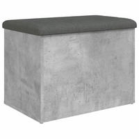 SITZBANK Jona mit Stauraum Betongrau 62x42x45 cm - Hellgrau, Holz (62/45/42cm) - DELUKE