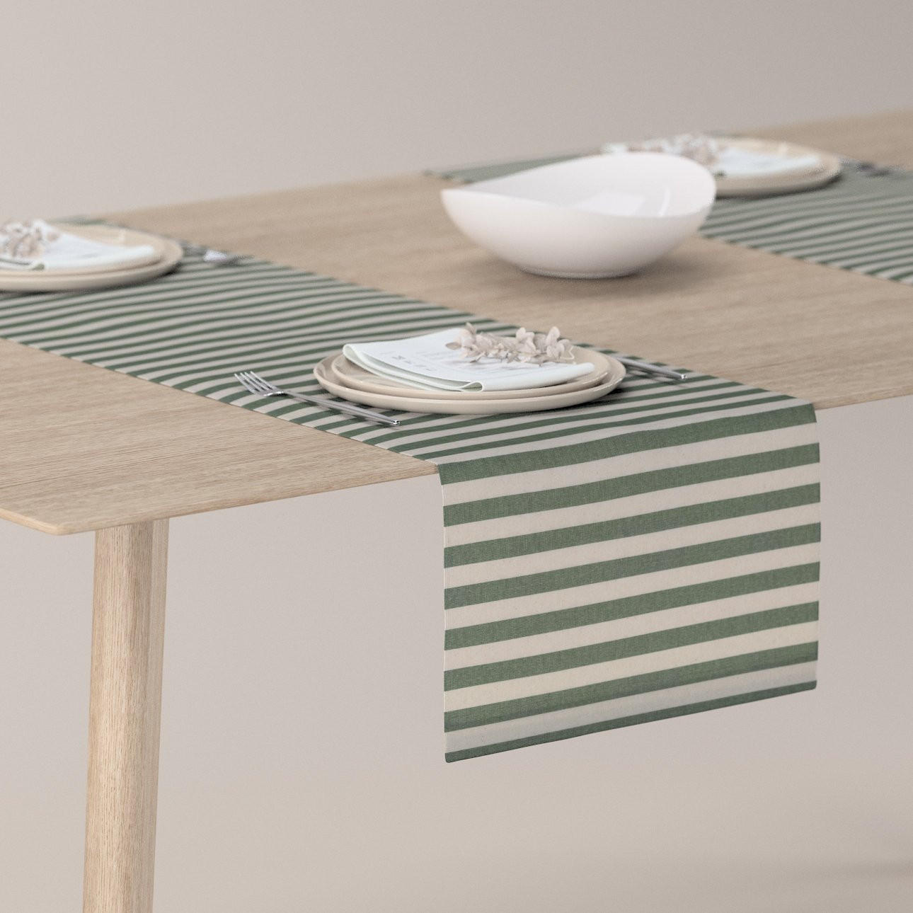 TISCHLÄUFER Quadro, grün und ecru, 40x130 cm - Grün, Textil (40/130cm) - Dekoria