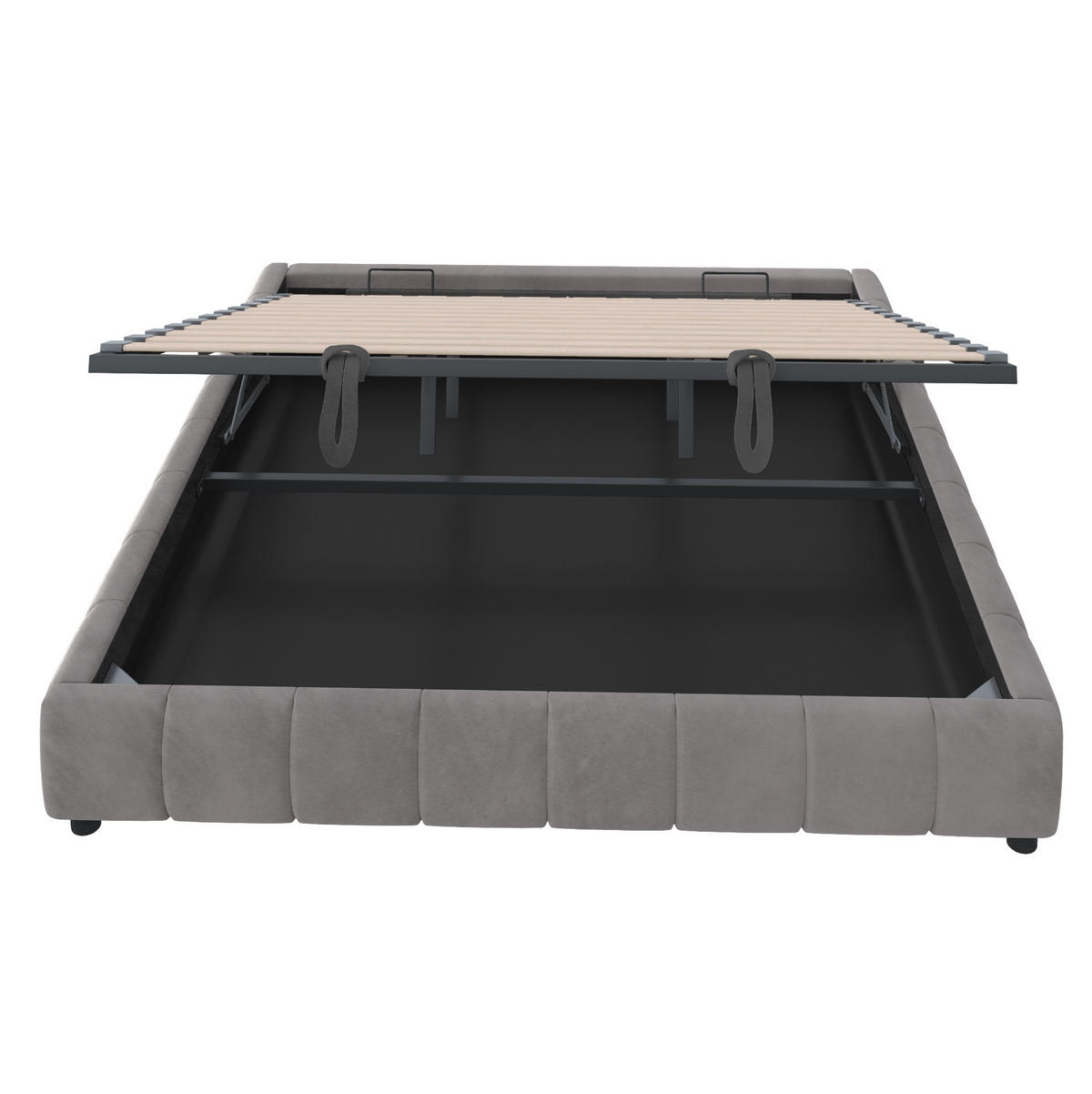 POLSTERBETT mit Stauraum und LED 180x200 cm Samt Grau - Grau, Metall (180/200cm) - Beauniv