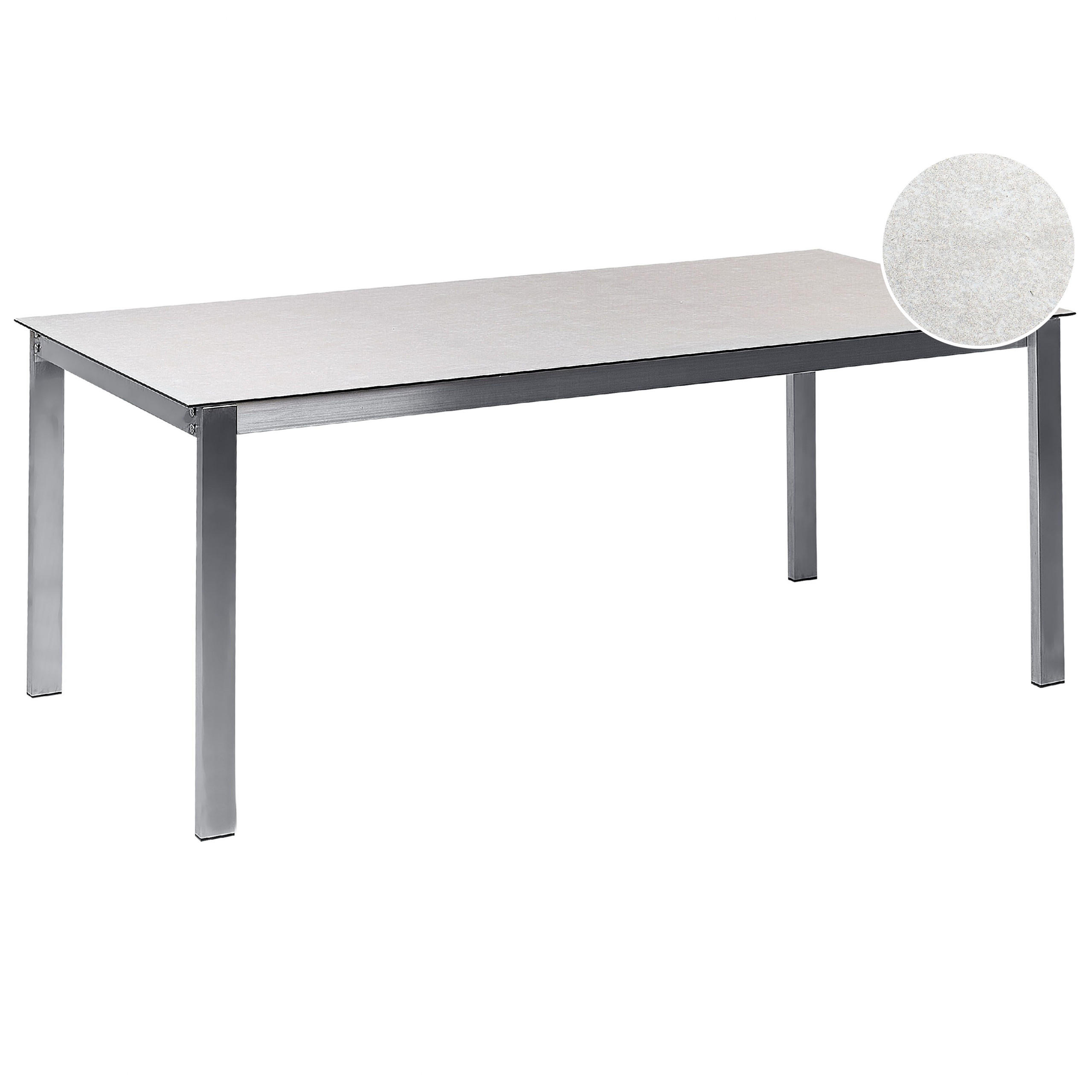 GARTENTISCH Keramik-Glas weiß 180/90 cm Cosoleto - Silberfarben/Weiß, Glas (180/90/75cm) - Beliani