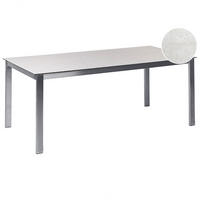 GARTENTISCH Keramik-Glas weiß 180/90 cm Cosoleto - Silberfarben/Weiß, Glas (180/90/75cm) - Beliani