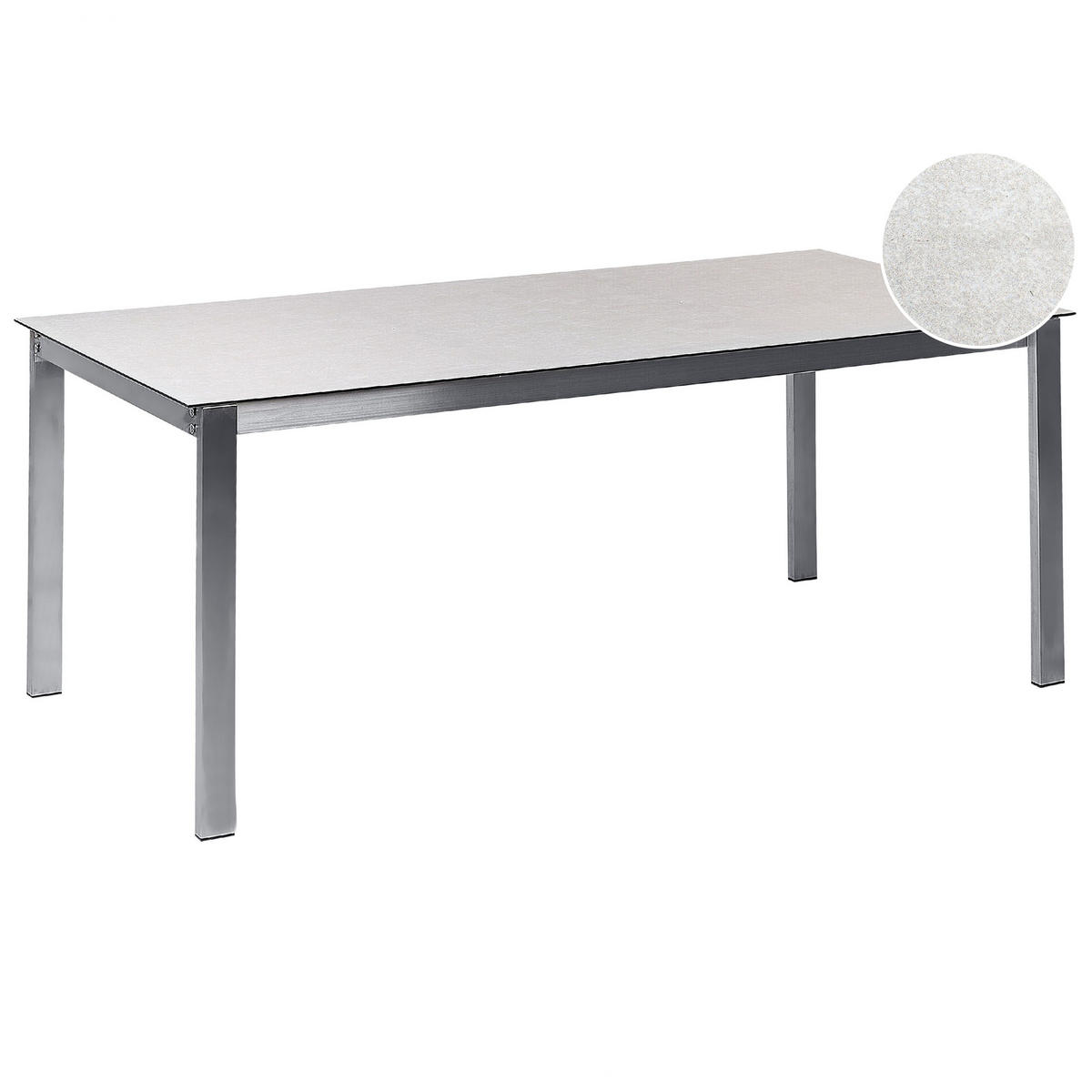GARTENTISCH Keramik-Glas weiß 180/90 cm Cosoleto - Silberfarben/Weiß, Glas (180/90/75cm) - Beliani