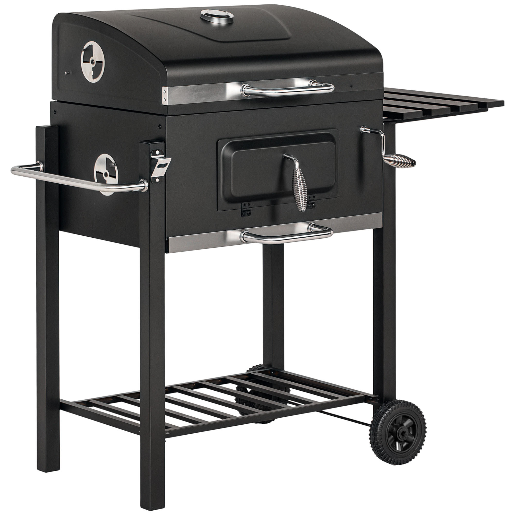SMOKER DE-10162 höhenverstellbares Kohlefach, 2 Grillroste Schwarz - Schwarz, Metall (65/108/113cm) - ComfortXL