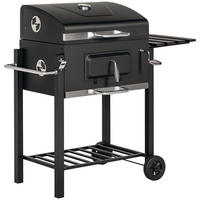 SMOKER DE-10162 höhenverstellbares Kohlefach, 2 Grillroste Schwarz - Schwarz, Metall (65/108/113cm) - ComfortXL