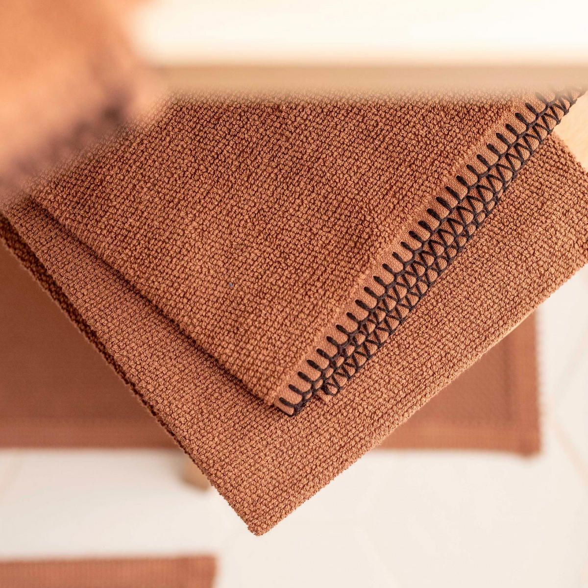 HANDTUCH Bora kakao 50 x 100 cm - Dunkelbraun, Textil (50/100cm) - Vivaraise