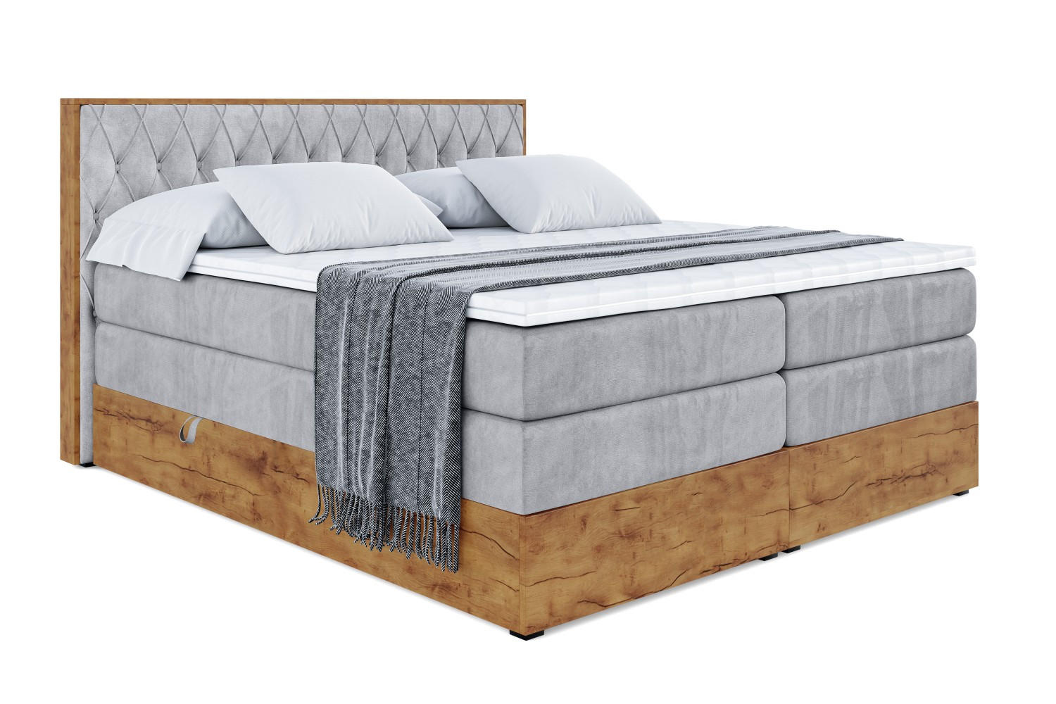 BOXSPRINGBETT mit Matratze H3|H4 und Lattenrost - LOLLI5 KING-120x200 - Grau Monolith - Grau, Holzwerkstoff (120/200cm) - ALTDECOR