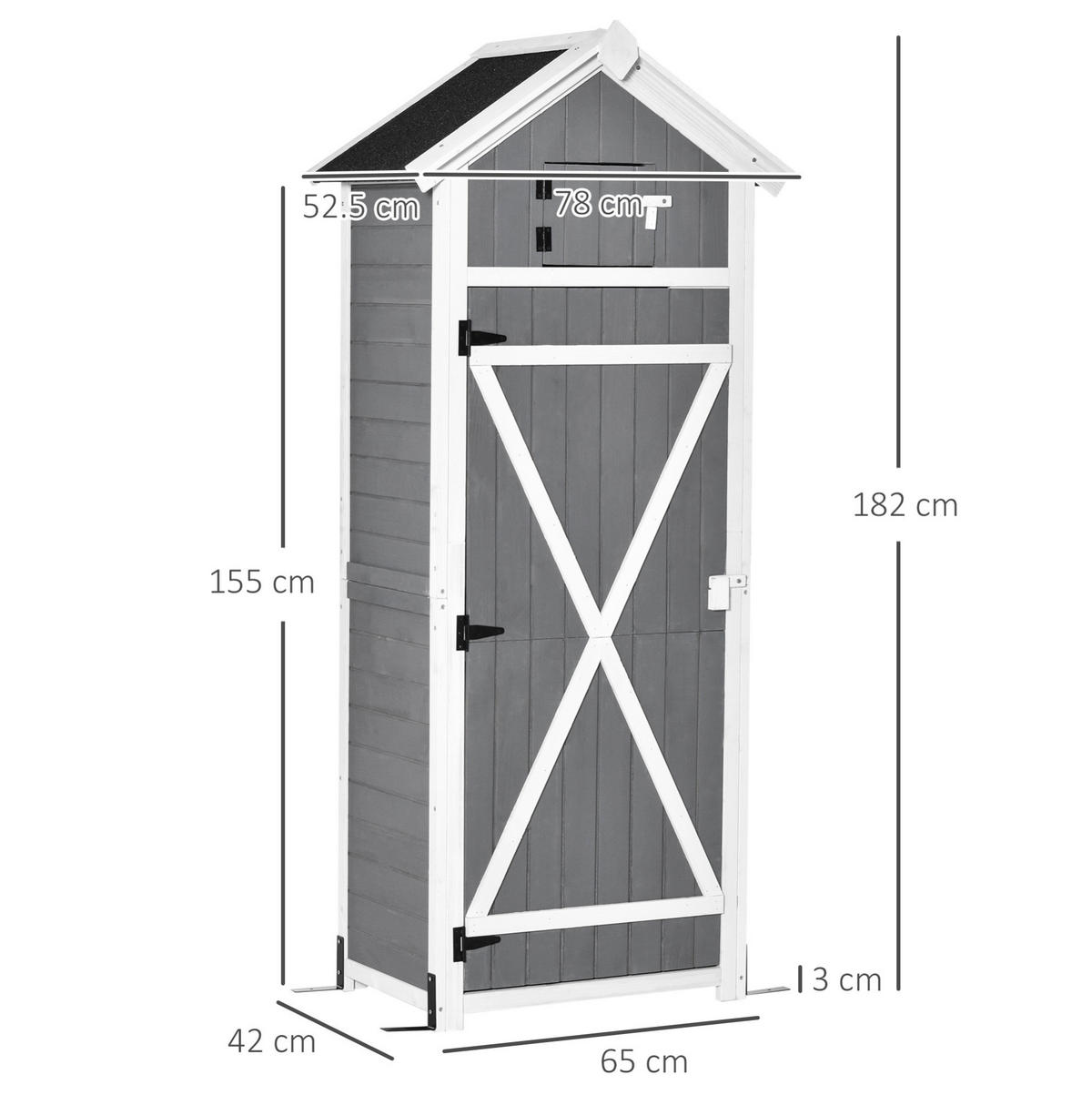 GARTENSCHRANK aus Holz 78x52,5x182 cm in Dunkelgrau mit Klapptisch - Dunkelgrau, Holz (52.5/182/78cm) - Modfu
