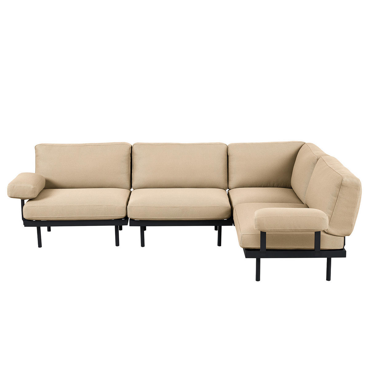 OUTDOOR-ECKSOFA - Beige, Textil/Metall (273/80/186cm) - home24