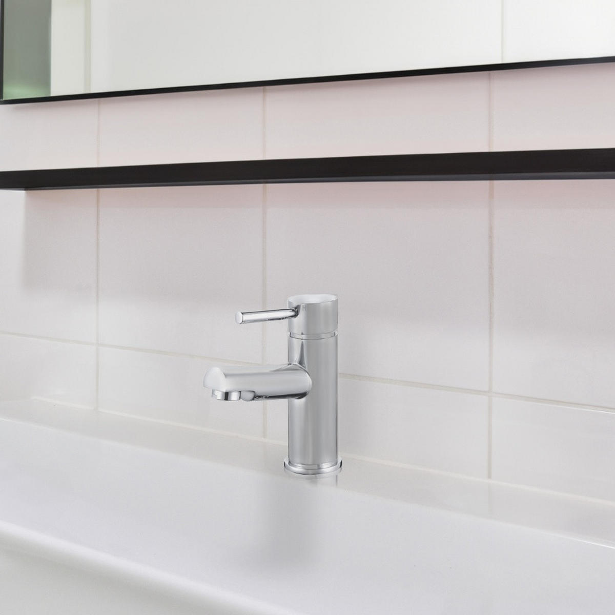 WASCHTISCHARMATUR FLOWY - Silber - Chromfarben, Metall (5.2/15/11cm) - Home Deluxe