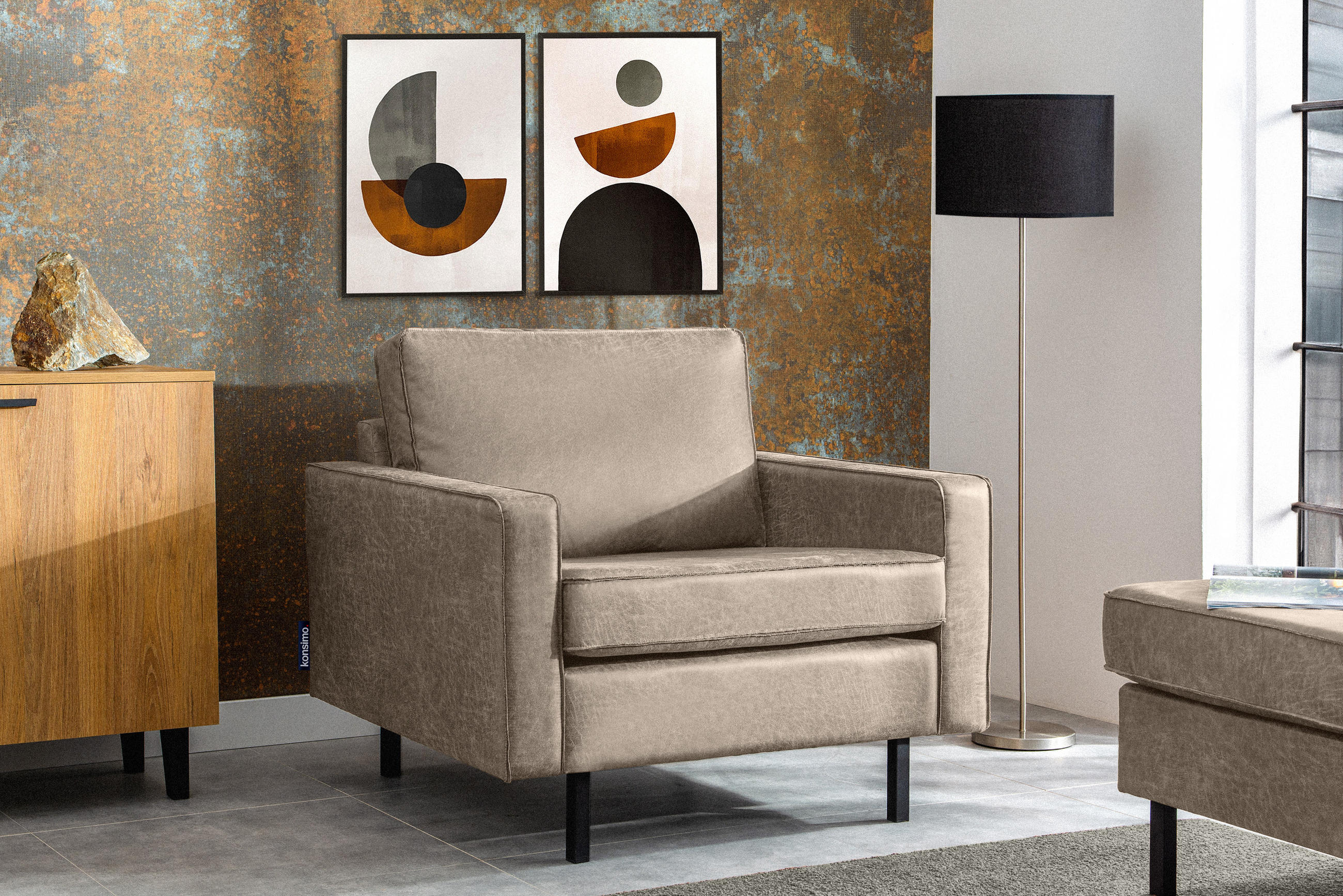 Thumbnail - Konsimo® Sessel, Hellgrau, Textil, Quadratisch, 98x87x98 cm, Hergestellt in Europa, Wohnzimmer, Sessel, Polstersessel