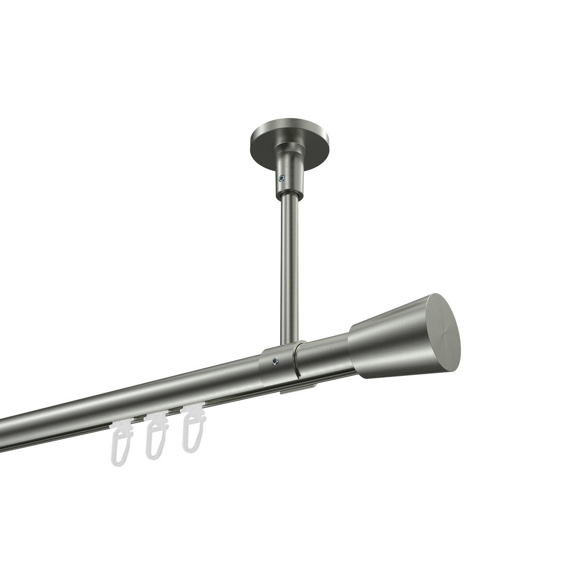 INNENLAUF-GARDINENSTANGEN-SET Sonette Sitra 140 cm, 1-läufig, 20 mm Ø Edelstahl-Optik - Edelstahlfarben, Metall (140cm) - INTERDECO