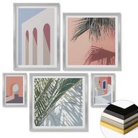 WANDBILDER 5er Set - 50x50 cm & 20x30 cm & 40x60 cm Silberner Rahmen - Illustrationen der Stadtarchitektur - Silberfarben, Kunststoff (40/60cm) - ArtPrintCave