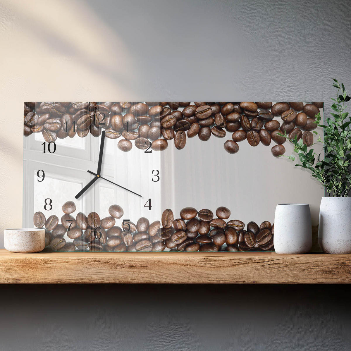 WANDUHR 60x30 cm - Steine - Braun, Glas (60/30/0.4cm) - TULUP