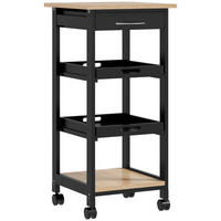 SERVIERWAGEN DE-17115 Schwarz & Hell-Eiche - Schwarz, Holz (37/76/37cm) - ComfortXL