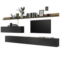 WOHNWAND 5-teilig grau matt, Eiche Wotan 340 cm, Schrankwand hängend - Eiche Wotan/Grau, Holz/Holzwerkstoff (340/180/30cm) - Furn.Design