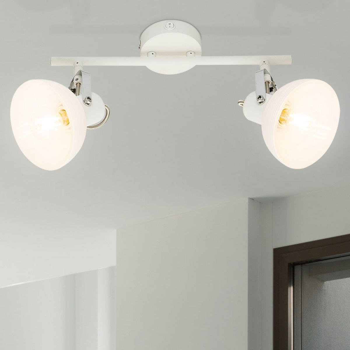 LED DECKENLEUCHTE AMORY Weiß beweglich App-Steuerung - Weiß, Glas (35/12.2/23cm) - Globo Lighting