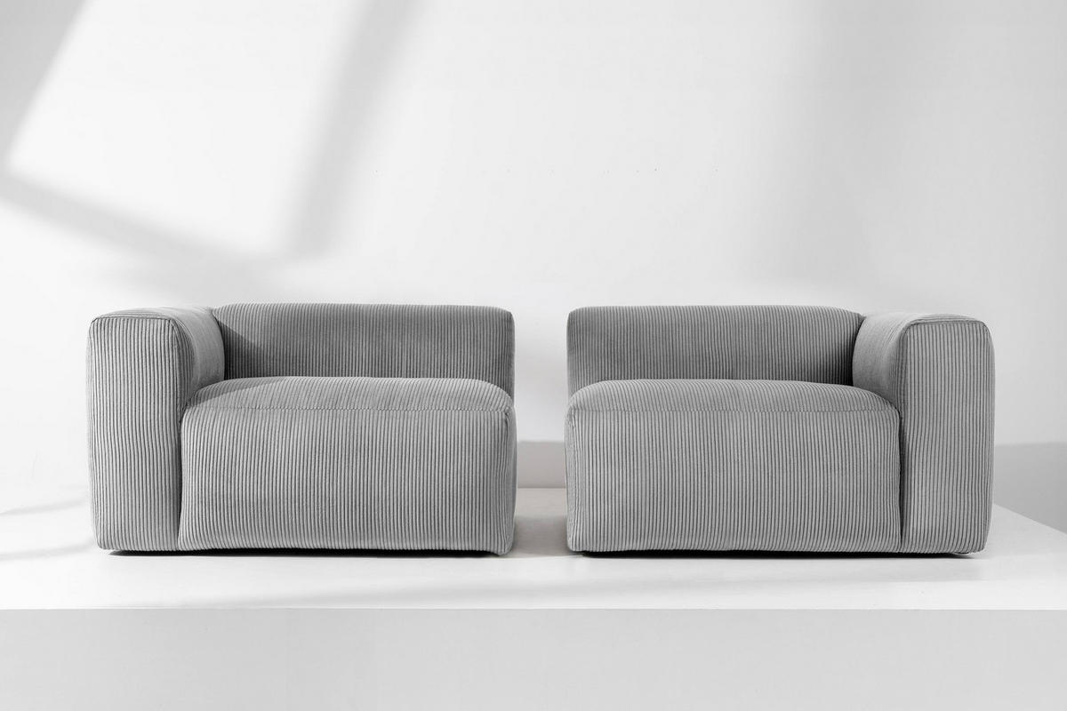 2,5-SITZER-MODULSOFA BUFFO mit extrem weicher und bequemer Sitzfläche, Kordstoff, hellgrau - Hellgrau, Textil (250/73/96cm) - KONSIMO®
