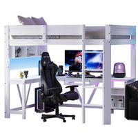 HOCHBETT 90/200 cm aus Kiefer und MDF mit Schreibtisch, LED-Beleuchtung und Ladestation Weiß - Weiß, Holzwerkstoff (90/200cm) - Modenvie