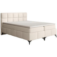 BOXBETT Solido mit Bettkasten 160x200 cm hellbeige - Beige/Schwarz, Textil/Metall (160/200cm) - Beautysofa