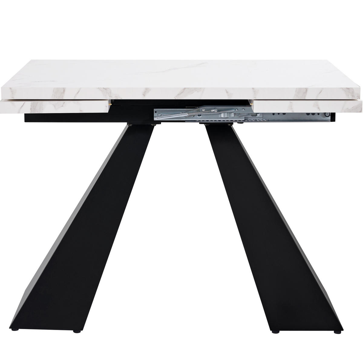 ESSTISCH 99-159/74/77 cm ausziehbar mit MDF-Tischplatte, breiter Arbeitsfläche und Carbonstahl-Beinen, Weiß/Schwarz - Weiß, Holzwerkstoff (159/74/77cm) - Redom