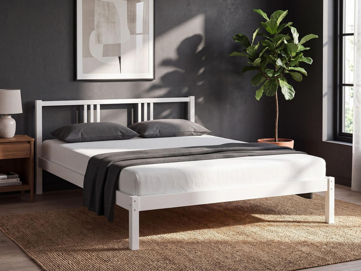 BETT mit Lattenrost 140x200 cm Weiß Vannes - Weiß, Holz (140/200cm) - Beliani