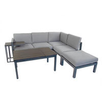 GARTENLOUNGE-SET Braga Grau Aluminium höhenverstellbarer Tisch für 5 Personen - Grau, Kunststoff - bellavista - Home & Garden