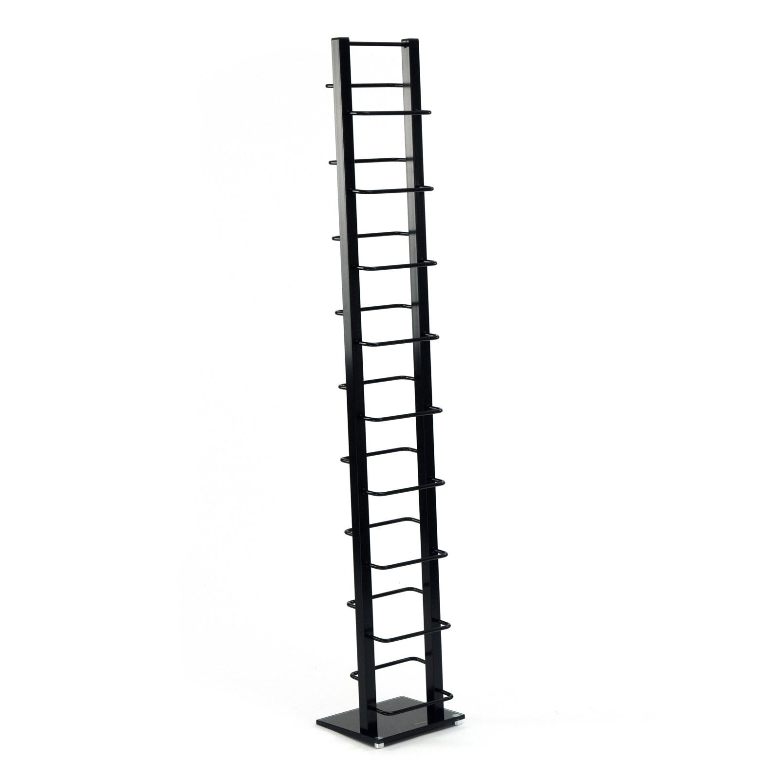 CD-STÄNDER Tower Metall mit Glasfuß, für 126 CDs schwarz - Schwarz, Kunststoff (20/138/12cm) - DESIGN DELIGHTS