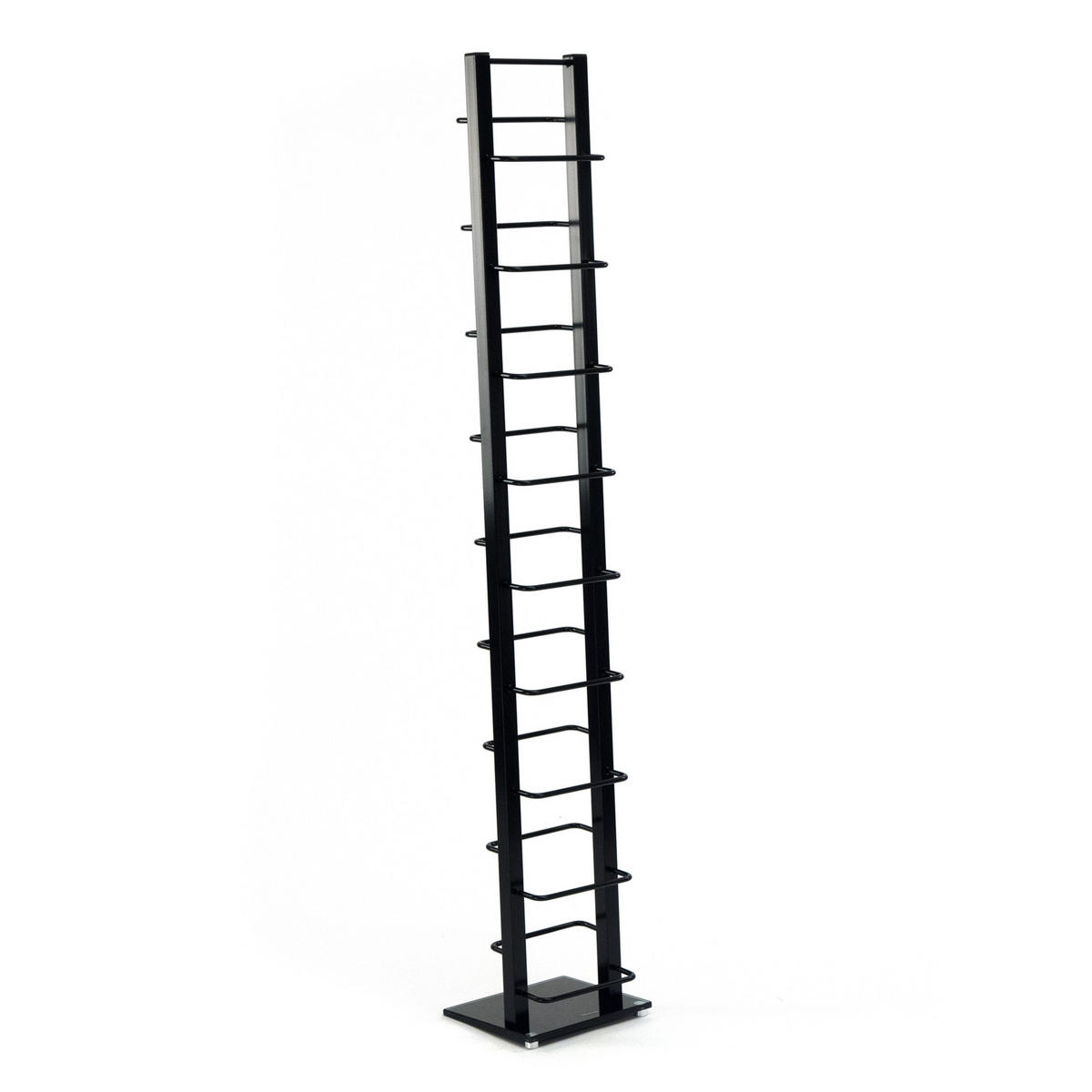 CD-STÄNDER Tower Metall mit Glasfuß, für 126 CDs schwarz - Schwarz, Kunststoff (20/138/12cm) - DESIGN DELIGHTS