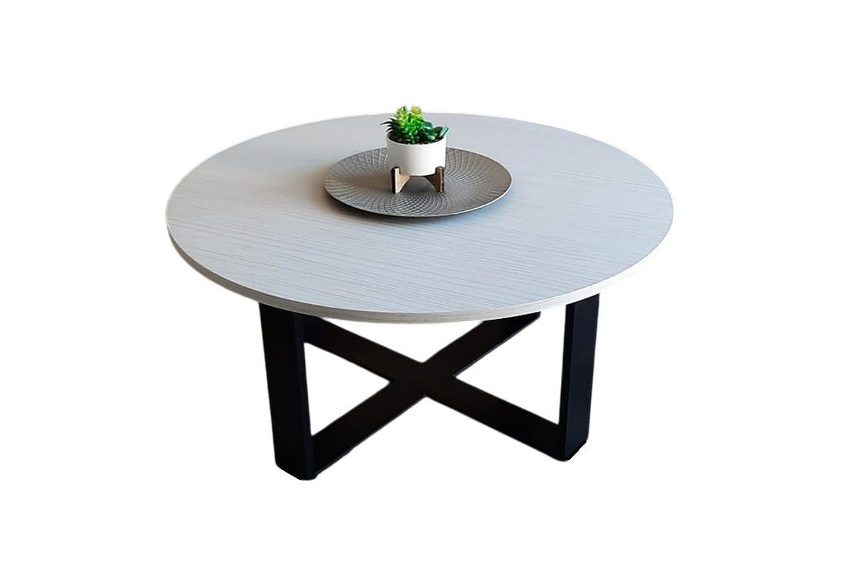 COUCHTISCH rund Pinie Weiß Eiche Schwarz 86x42 cm - Schwarz/Weiß, Holzwerkstoff (86/86/42cm) - designimpex