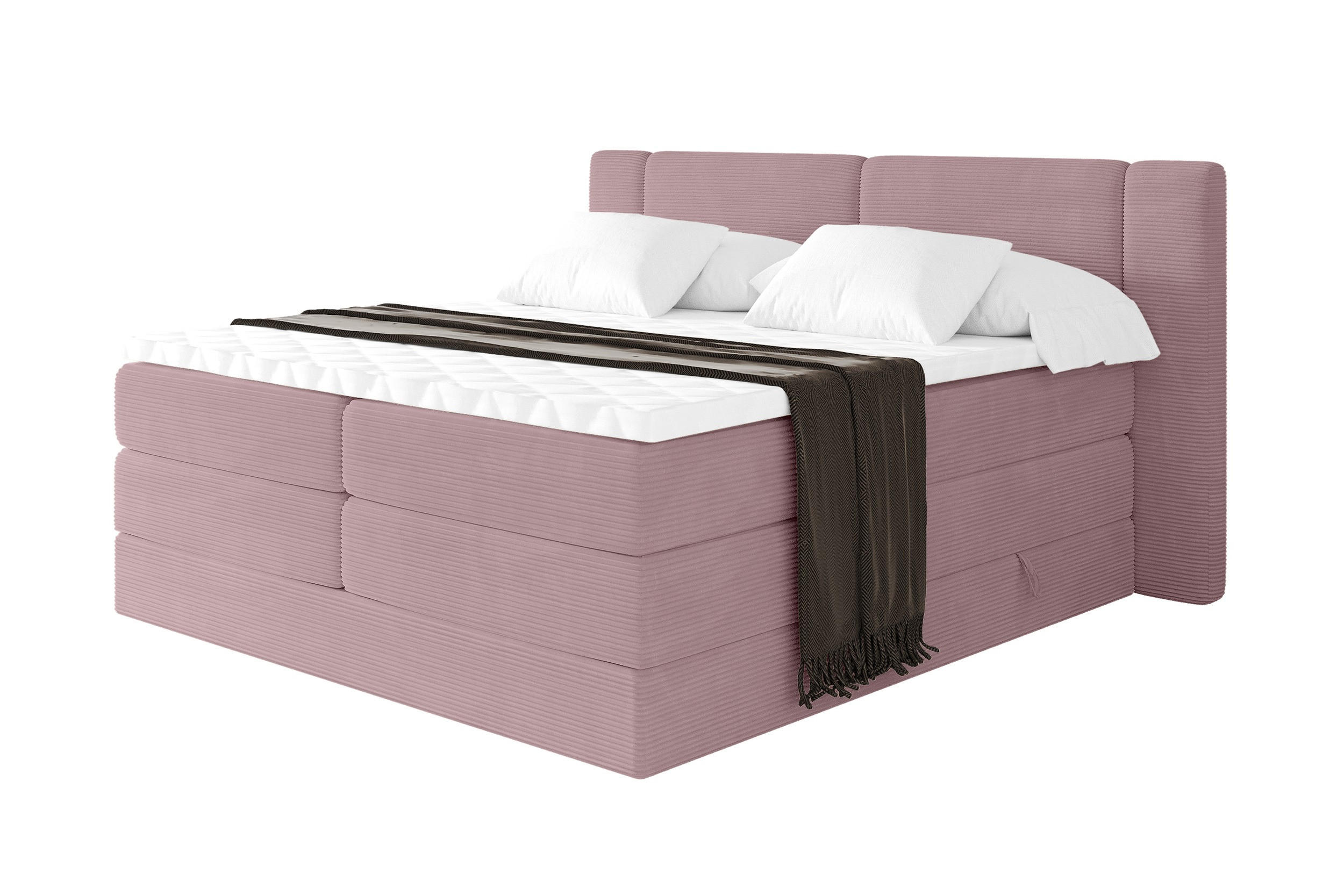 BOXSPRINGBETT mit Matratze H3/H4 - EVON KING - 140x200 cm Rosa - Rosa, Holzwerkstoff (140/200cm) - ALTDECOR