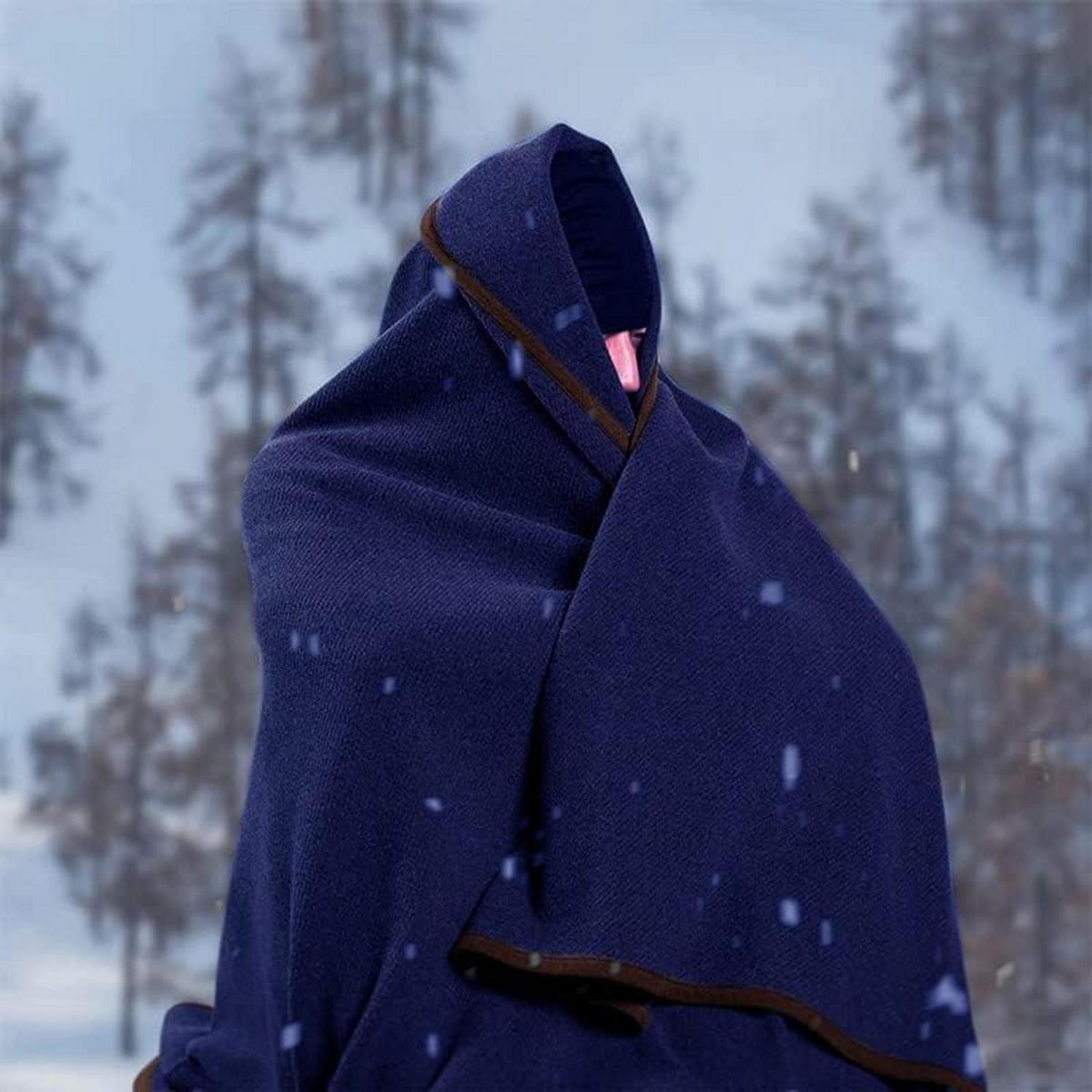 WOLLDECKE Merino warm 160 x 200 cm Navy Blau - Dunkelblau, Textil (160/200cm)