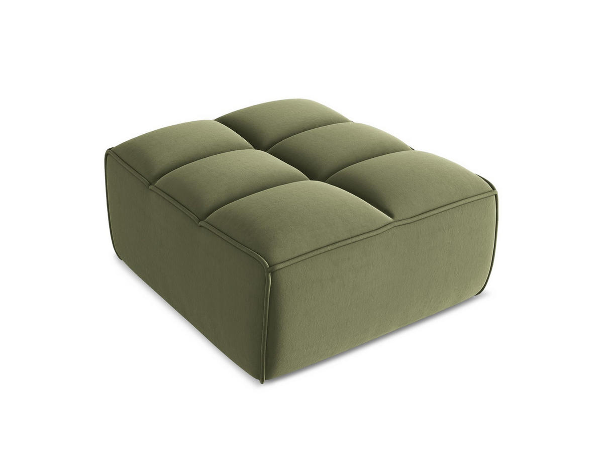 POUF Samt Stoff Grün - Schwarz/Olivgrün, Kunststoff/Textil (80/43/93cm) - Makamii