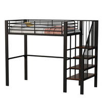 HOCHBETT 90/200 cm in Schwarz mit Treppe und Stauraum - Schwarz, Holz/Metall (90/200cm) - STILVORA
