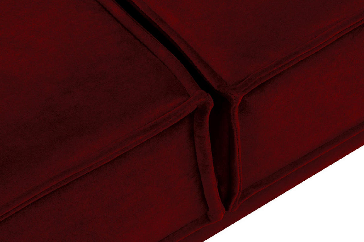 3-SITZER-SOFA GANZO 2 Kissen inklusive, Velours-Stoff, rot - Rot/Schwarz, Textil/Metall (193/84/92cm) - KONSIMO®