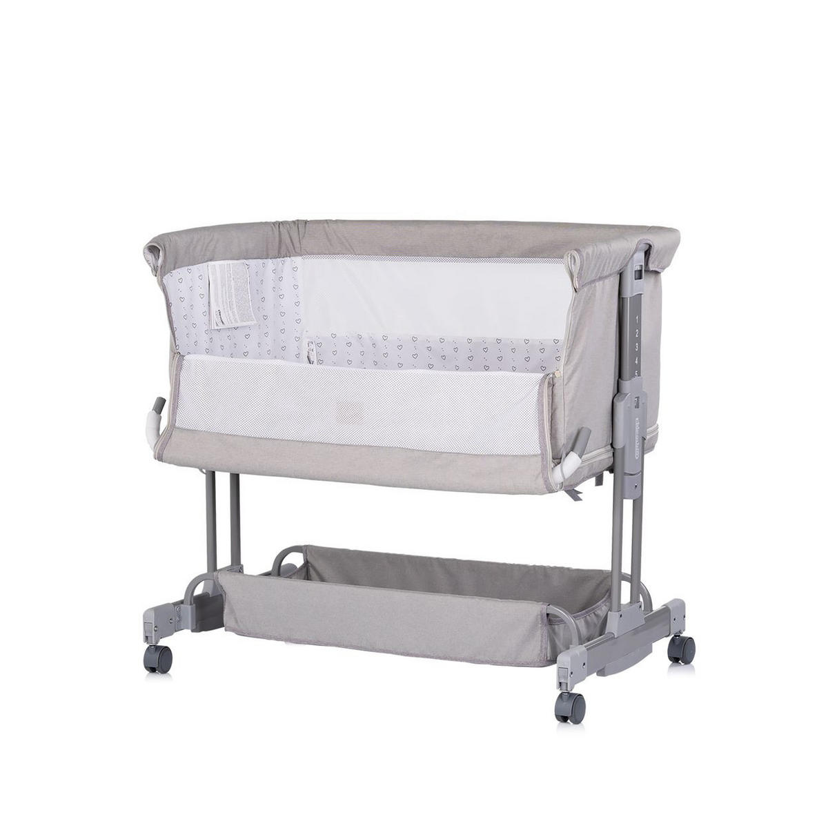 BEISTELLBETT Zen 2 in 1 grau Babybett Schaukelfunktion 7 Höhen Moskitonetz - Grau, Metall (46/81cm) - Chipolino