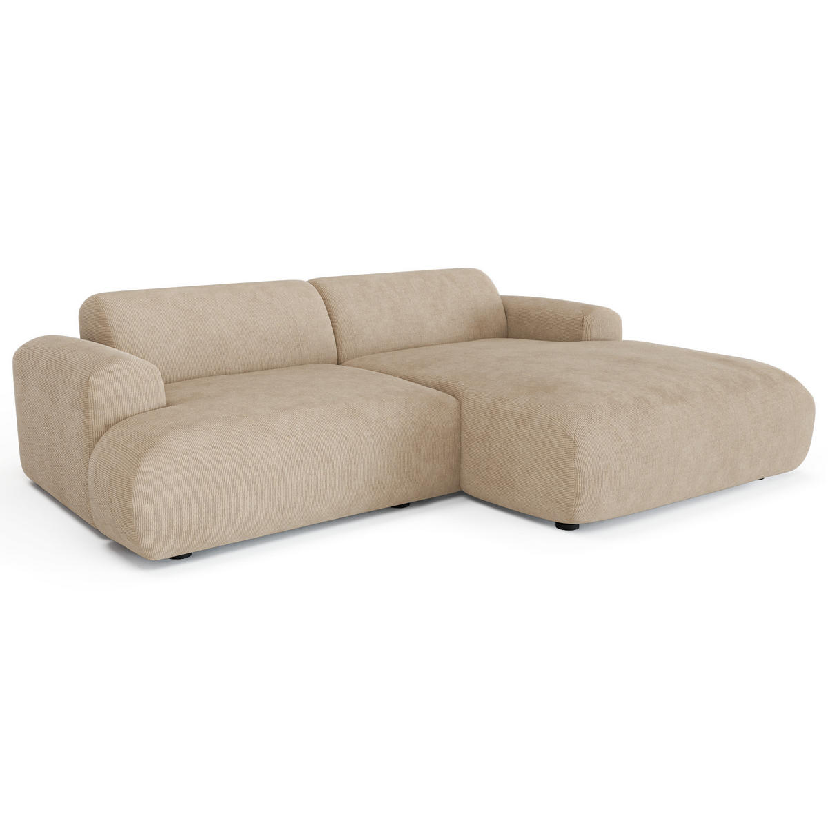 ECKSOFA RECHTS Gerippter Samt Beige 266cm - Beige, Textil (266/165cm) - Sia Home